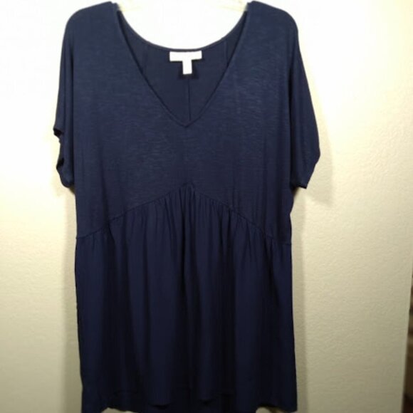 Jessica Simpson Navy Blue Maternity Short Sleeve Top Size Large - Picture 7 of 13